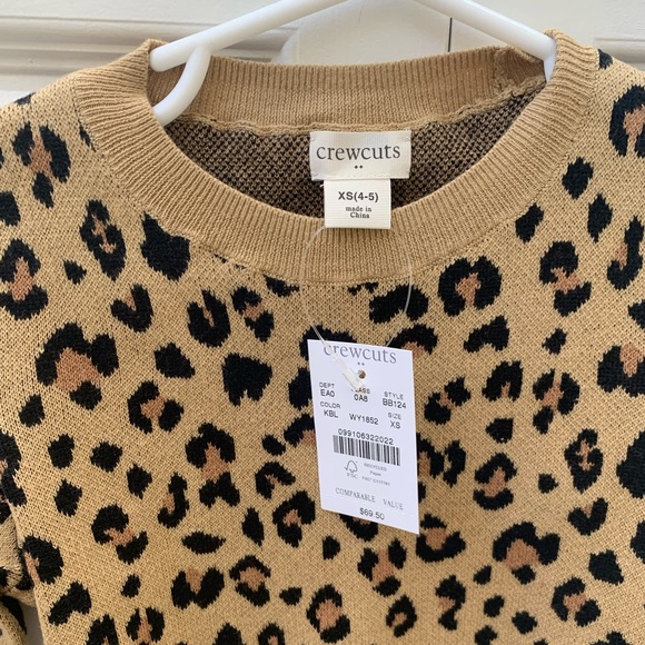 J Crew Factory Girls' leopard cotton sweater - Picture 3 of 5